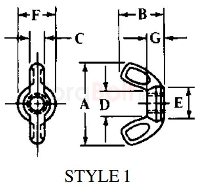 AMSI/ASME B18.17 Type C Style 1 Wing Nuts