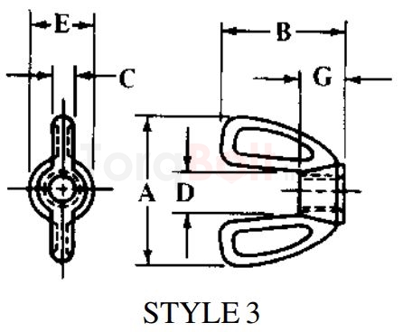 AMSI/ASME B18.17 Type C Style 3 Wing Nuts