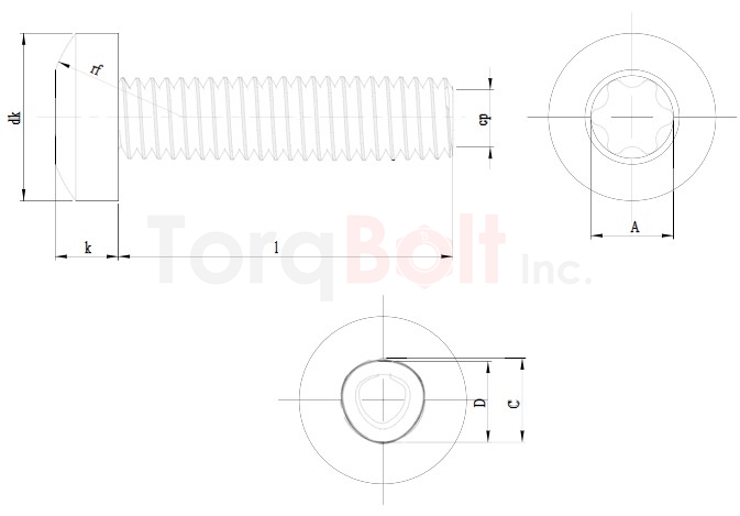 DIN 7500C Hexalobular Pan Thread Rolling Screws