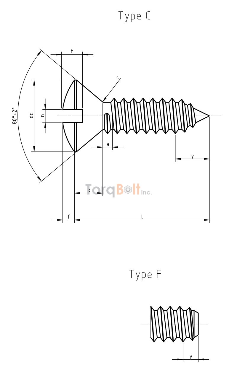 ISO 1483 Slotted Raised Countersunk Head Tapping Screws